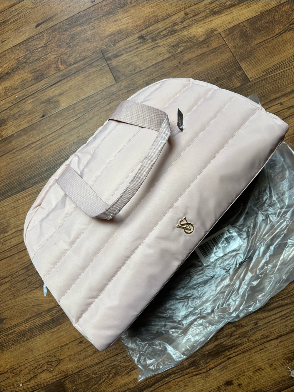 Zumba Fitness Pale Pink Quilted Travel Bag with Gold Logo Accent